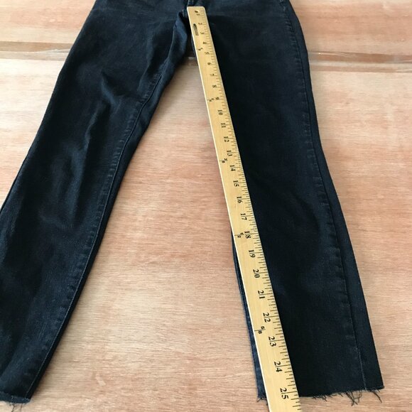 Everlane Skinny Jeans Women 28 Black Mid Rise Raw Hem Stretch Preppy 18005 - Picture 7 of 14